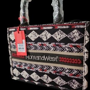 Montana West Black and Red Geometric Handbag